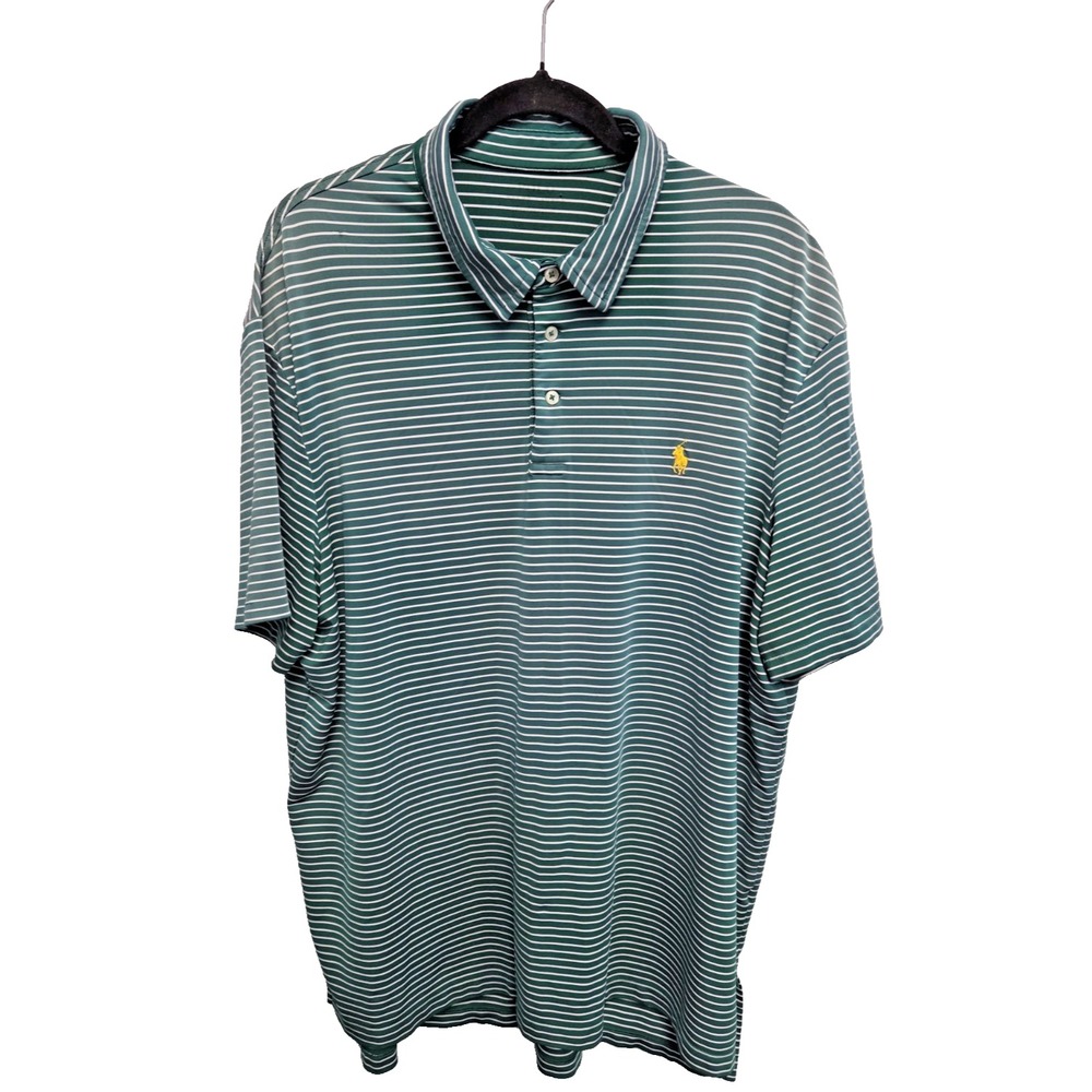 Polo Ralph Lauren Polo Shirt Mens XXL Green Striped Performance Stretch